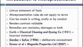 Misrepresentation Lecture 1 of 4 [upl. by Odille]